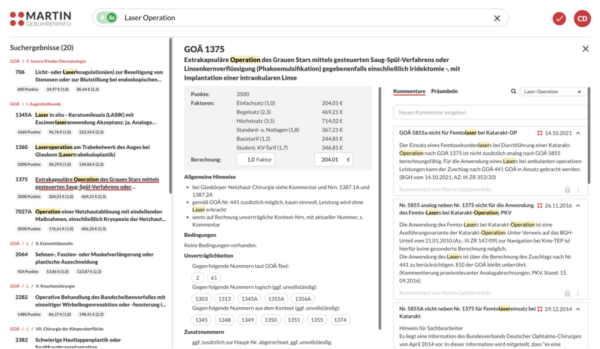 MGI Stichwortsuche GOÄ