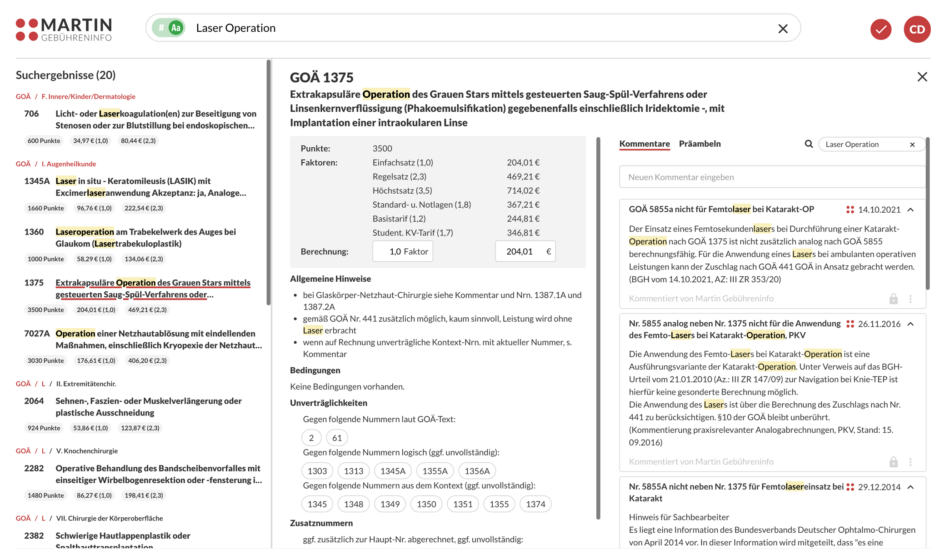MGI Stichwortsuche GOÄ
